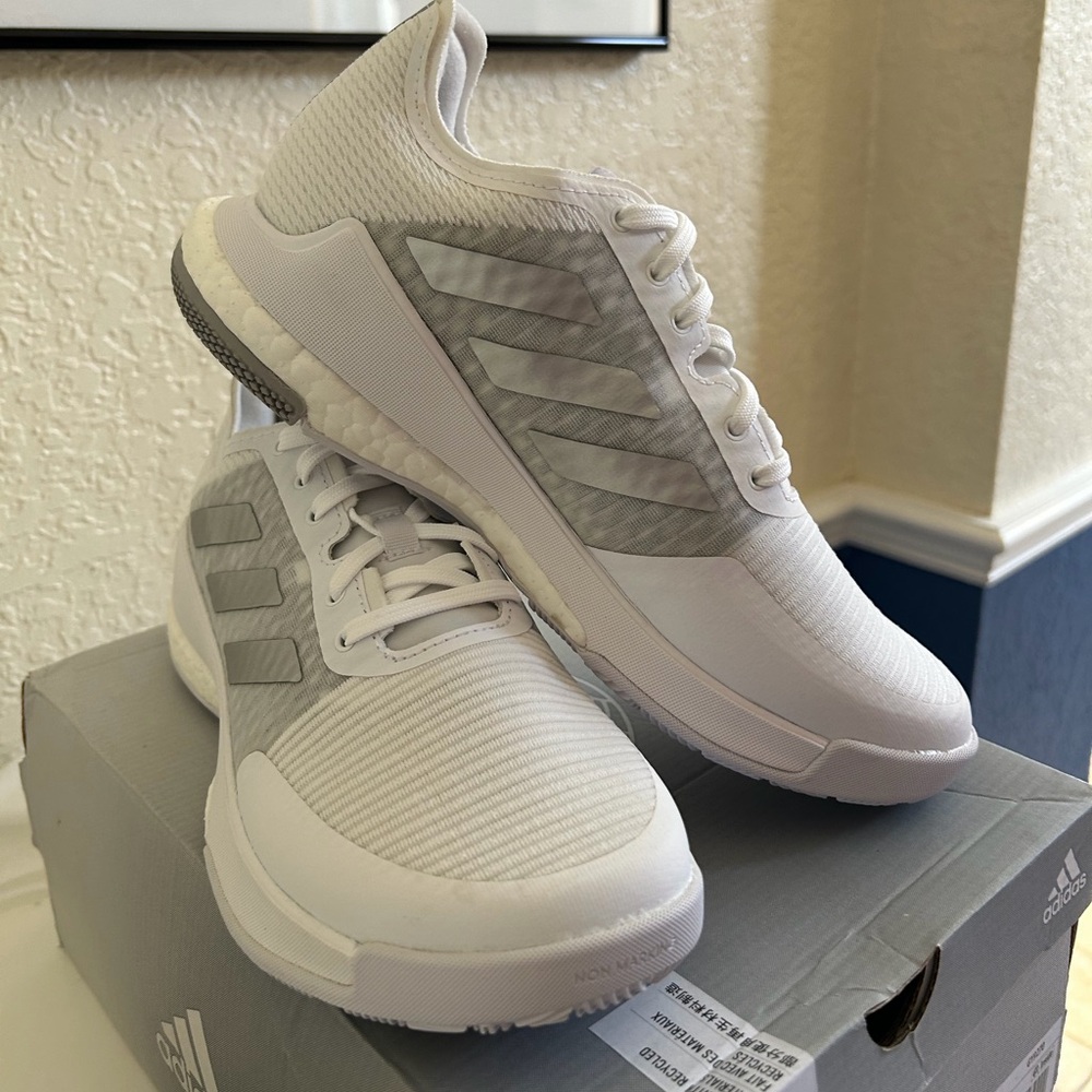 Adidas Crazyflight Shoes White Silver Metallic & Grey Color-way S 8 GY9270 - Picture 10 of 16